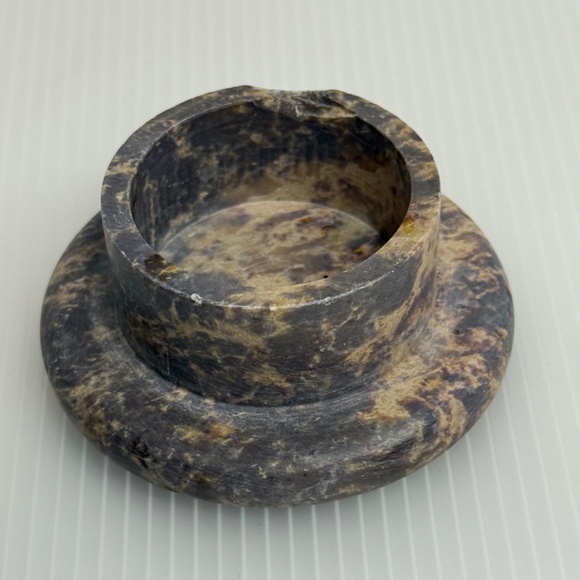 Hand Carved Soap Stone Tea light/Incense holder Orb/Sphere with Base Tribal - Picture 7 of 10